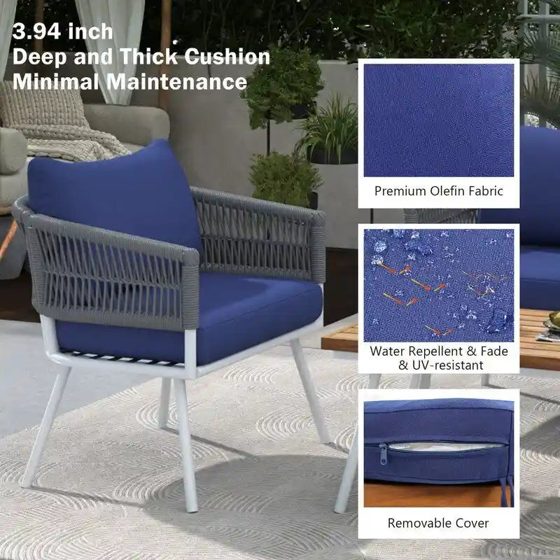 4-Piece Patio Furniture Set, Outdoor Patio Conversation Set with Cushion