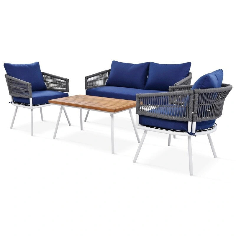 4-Piece Patio Furniture Set, Outdoor Patio Conversation Set with Cushion