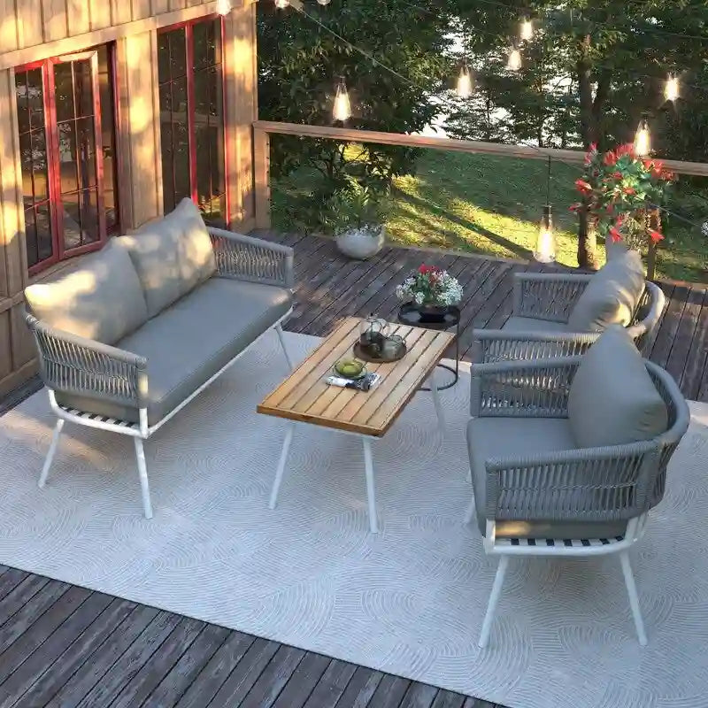 4-Piece Patio Furniture Set, Outdoor Patio Conversation Set with Cushion