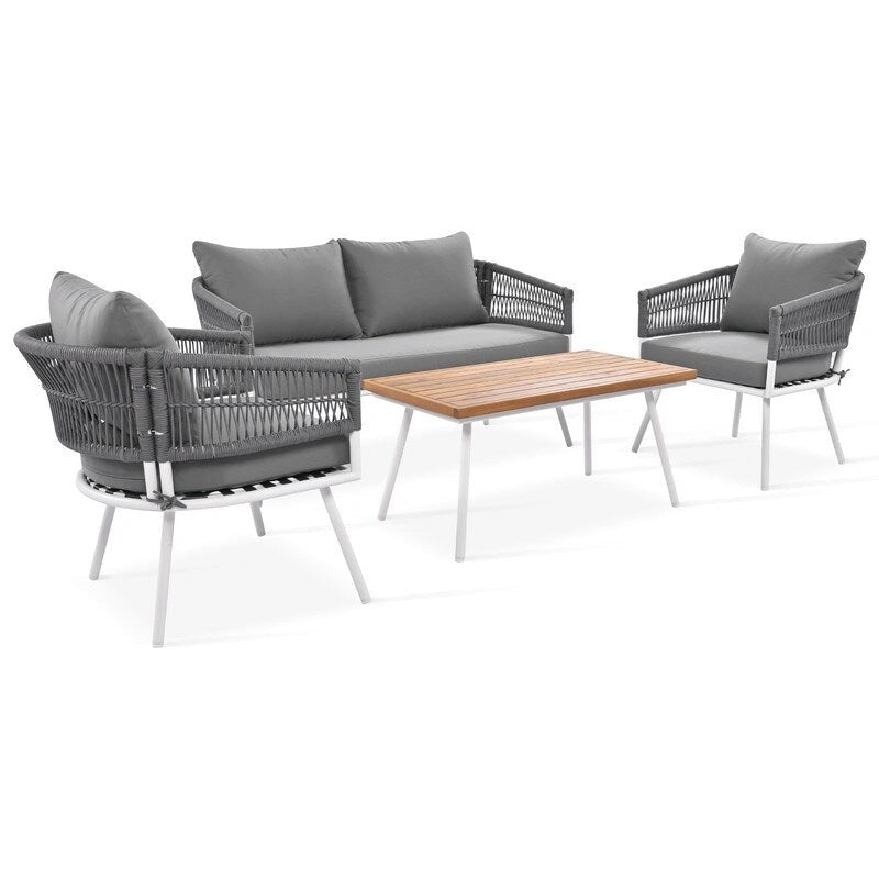 4-Piece Patio Furniture Set, Outdoor Patio Conversation Set with Cushion