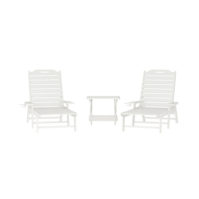 3pc Commercial Indoor/Outdoor Adirondack Set with 2 Loungers, Side Table