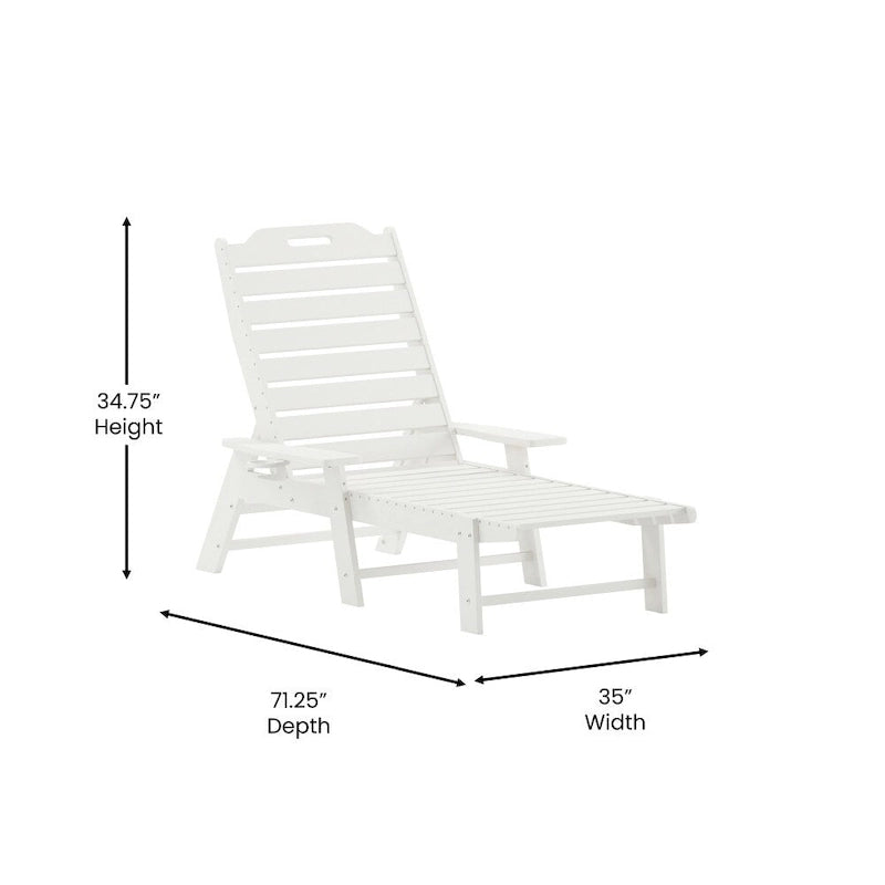 3pc Commercial Indoor/Outdoor Adirondack Set with 2 Loungers, Side Table