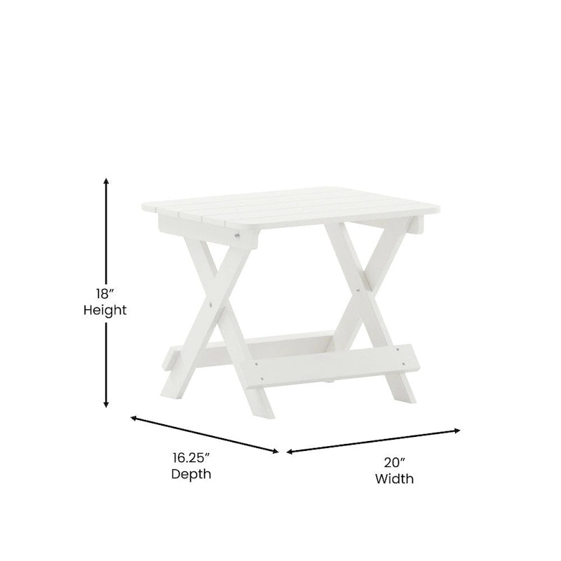 3pc Commercial Indoor/Outdoor Adirondack Set with 2 Loungers, Side Table