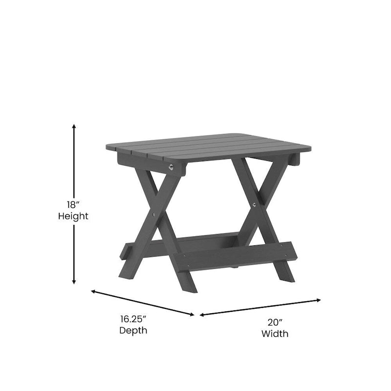 3pc Commercial Indoor/Outdoor Adirondack Set with 2 Loungers, Side Table