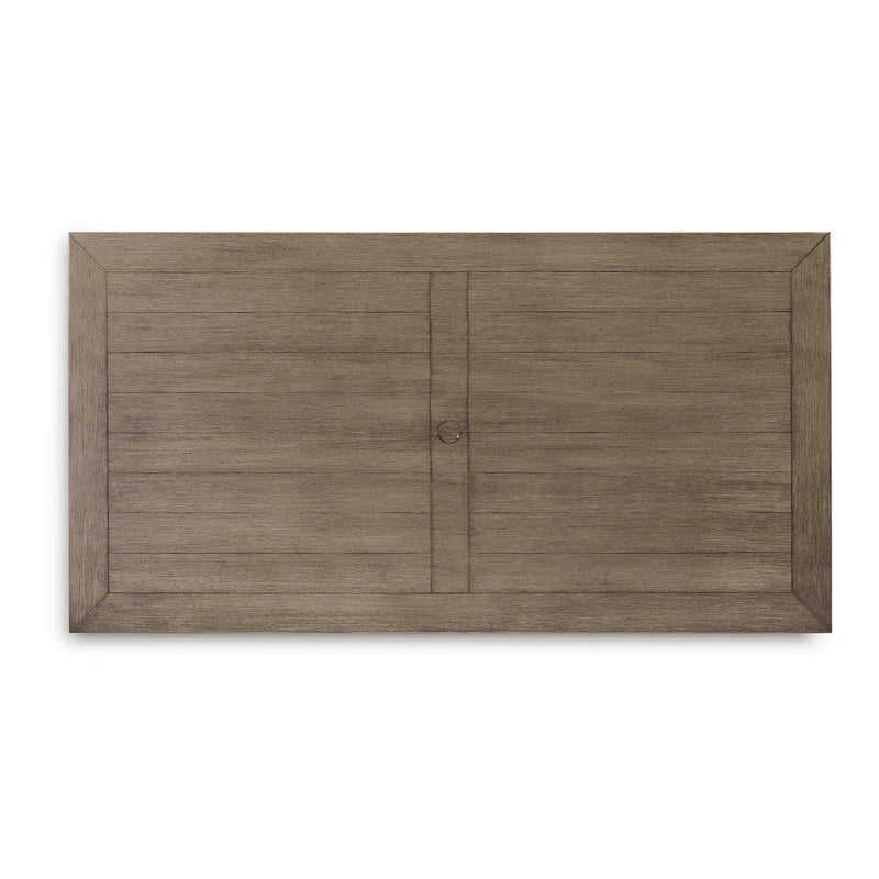 Beln 80 Inch Outdoor Dining Table, Rectangular, Aluminum Frame, Beige