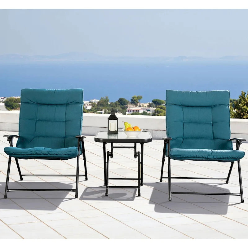 Furniture of America Tway 3-Piece Reclining Metal Conversation Set with Tufted Cushions