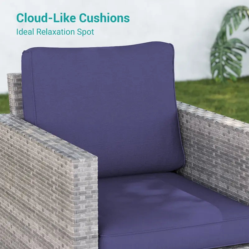 LIVOOSUN 3-Piece Patio Sofa Set Gray Rattan Swivel Rocking Chair Side Table