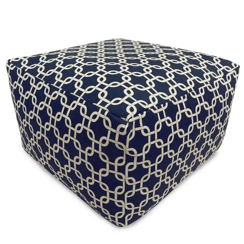 Majestic Home Goods Indoor Outdoor Links Ottoman Pouf 27 in L x 27 in W x 17 in H