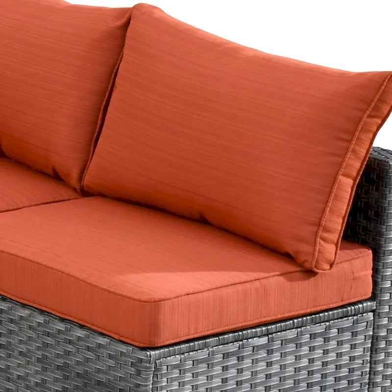 HOOOWOOO 4 Seater Grey Rattan Outdoor Furniture Fire Pit Set