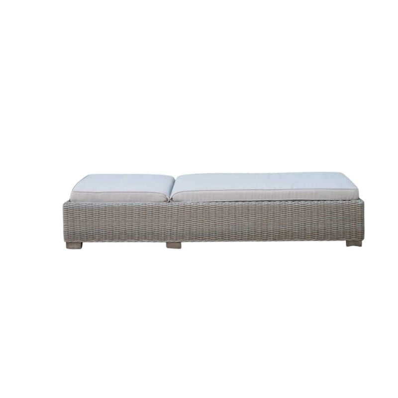 75  Brown Chaise Lounge With Beige Cushion