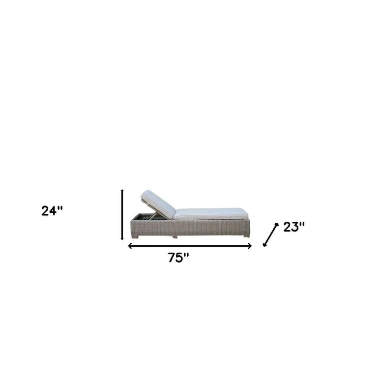 75  Brown Chaise Lounge With Beige Cushion