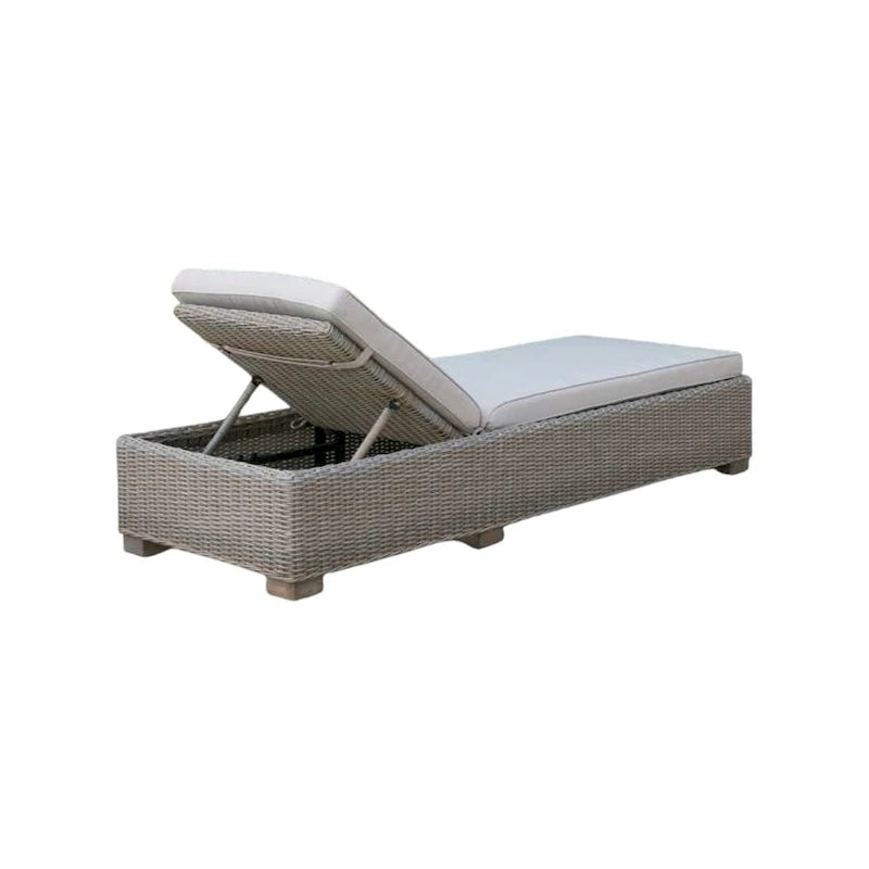 75  Brown Chaise Lounge With Beige Cushion