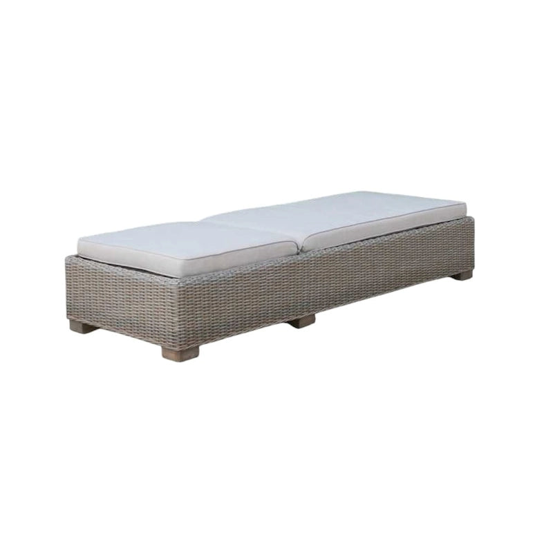 75  Brown Chaise Lounge With Beige Cushion