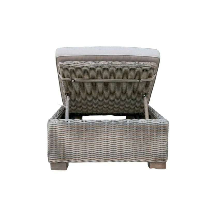 75  Brown Chaise Lounge With Beige Cushion