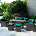 7-Piece Patio Gray Wicker Coversation Sofa Set