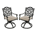 Cast Aluminum Outdoor Dining Armchair with Cushion (Set of 2)