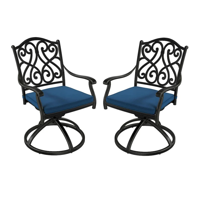 Cast Aluminum Outdoor Dining Armchair with Cushion (Set of 2)