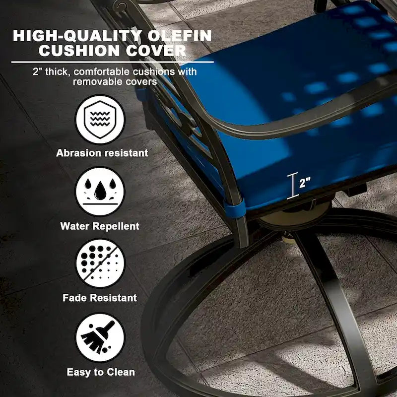 Cast Aluminum Outdoor Dining Armchair with Cushion (Set of 2)
