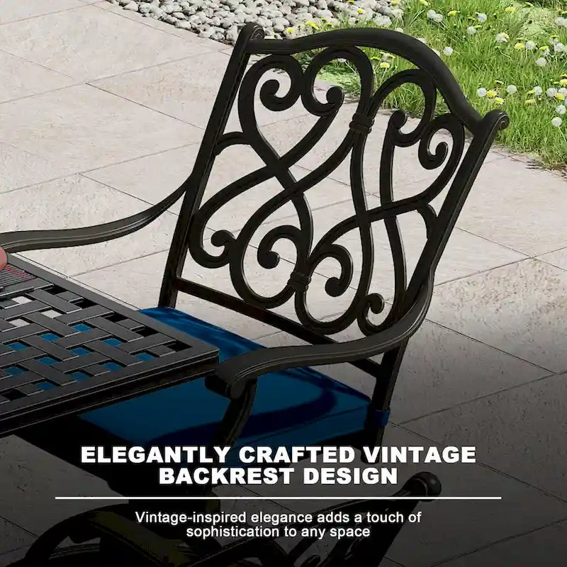 Cast Aluminum Outdoor Dining Armchair with Cushion (Set of 2)
