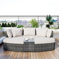 6-Piece Patio Outdoor Conversation Round Sofa Set