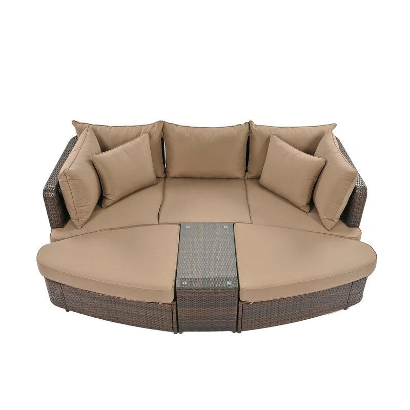 6-Piece Patio Outdoor Conversation Round Sofa Set