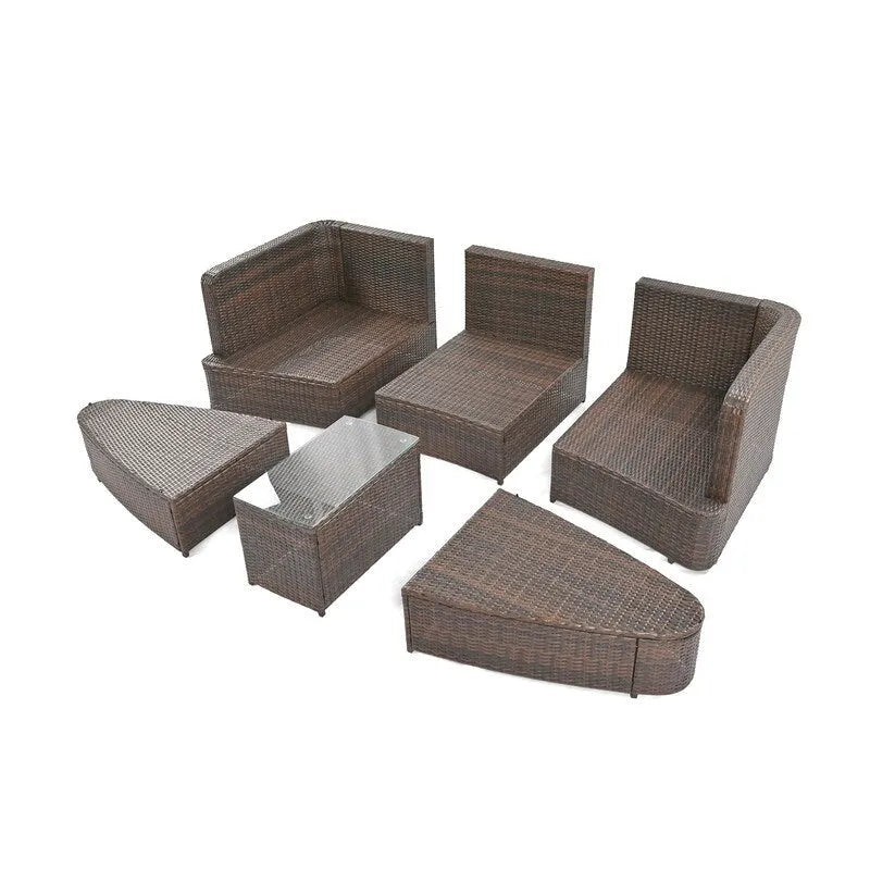 6-Piece Patio Outdoor Conversation Round Sofa Set