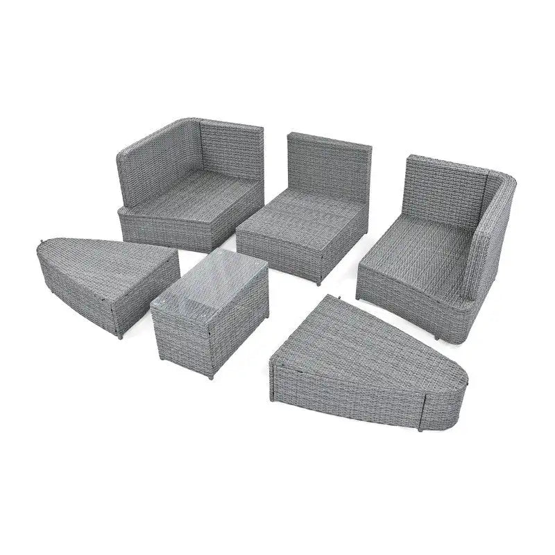 6-Piece Patio Outdoor Conversation Round Sofa Set