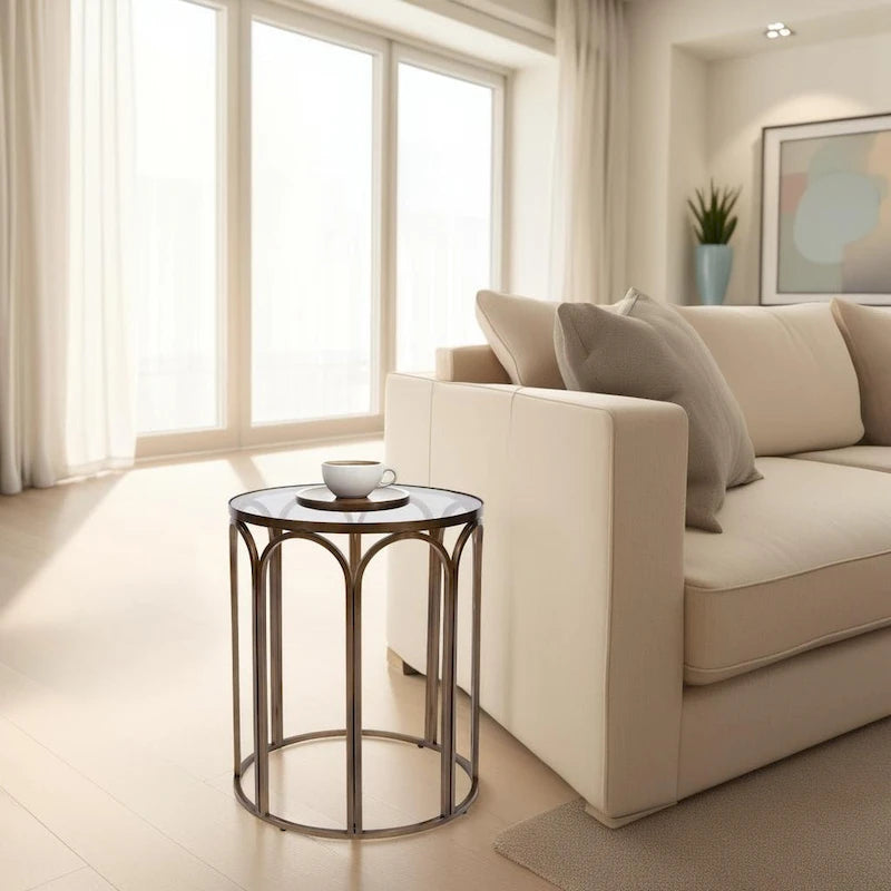 Allan Andrews Round Brass Metal Side and Accent Table - 24 H x 20 D x 20 W