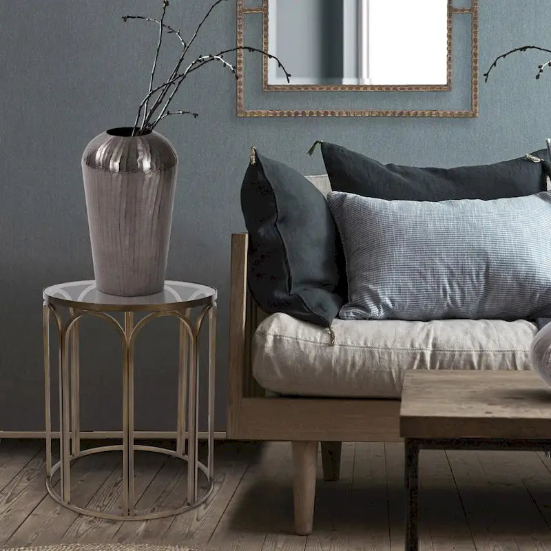 Allan Andrews Round Brass Metal Side and Accent Table - 24 H x 20 D x 20 W