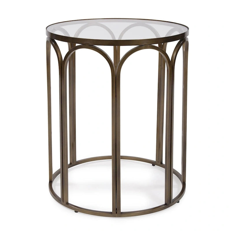 Allan Andrews Round Brass Metal Side and Accent Table - 24 H x 20 D x 20 W