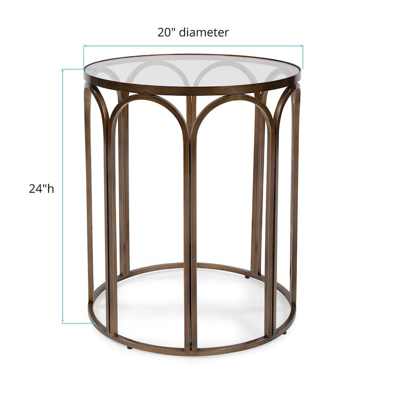 Allan Andrews Round Brass Metal Side and Accent Table - 24 H x 20 D x 20 W