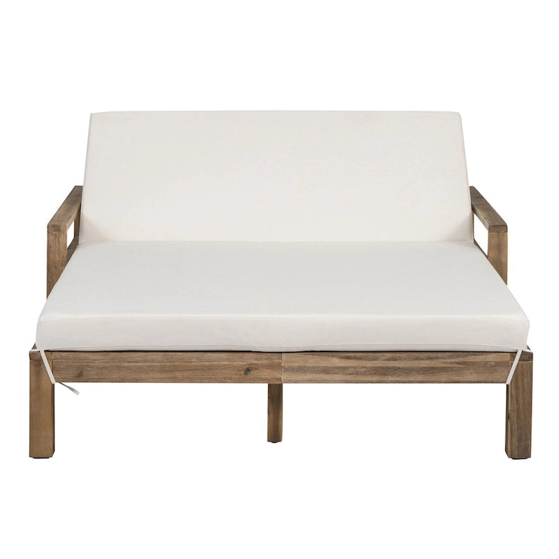 1-Piece Farmhouse-styled Wooden Outdoor Sunbed