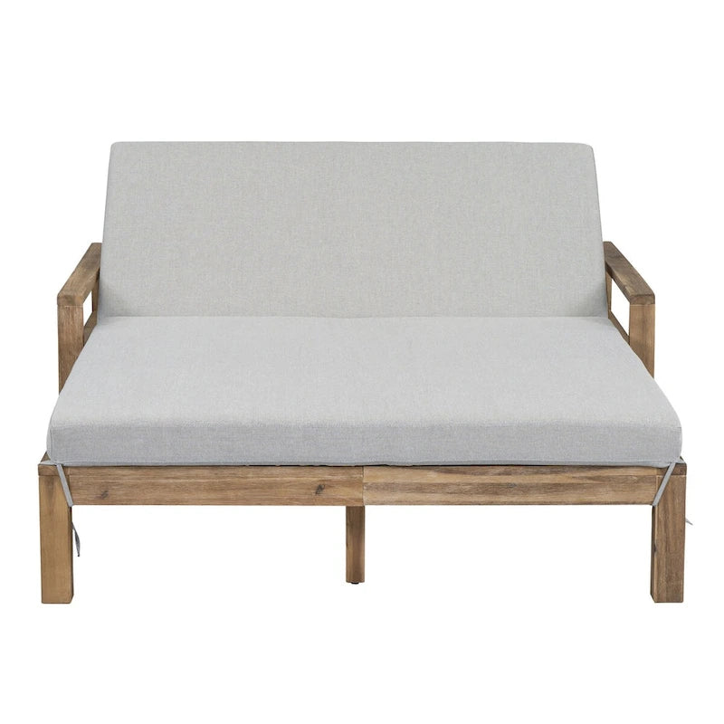 1-Piece Farmhouse-styled Wooden Outdoor Sunbed