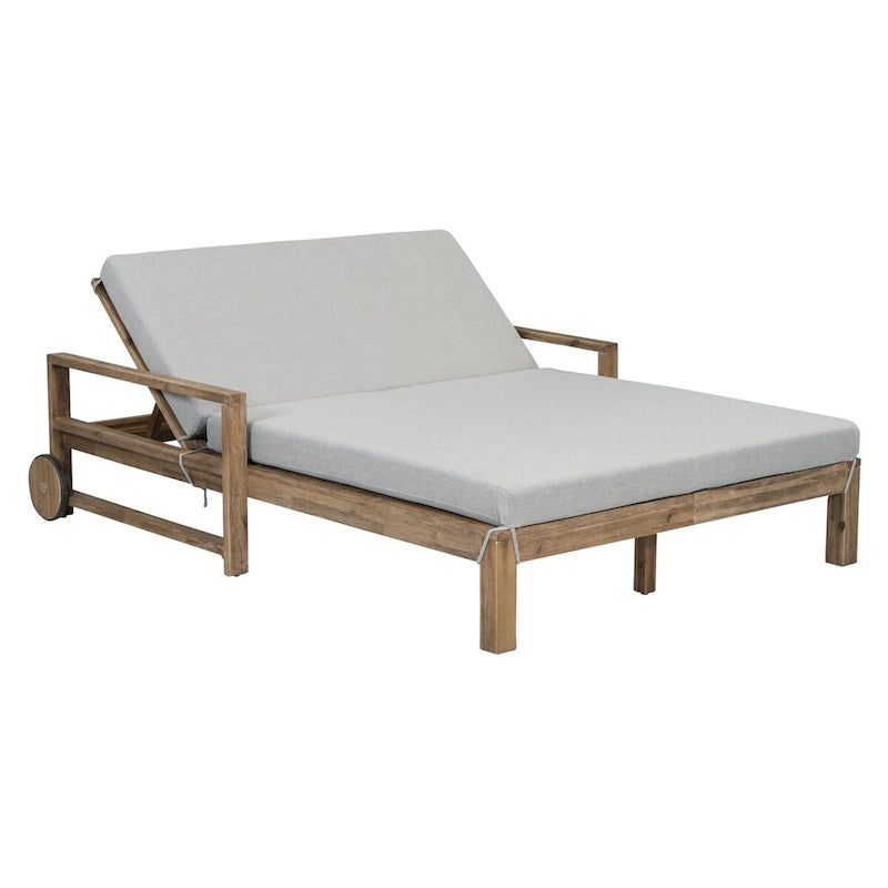 1-Piece Farmhouse-styled Wooden Outdoor Sunbed