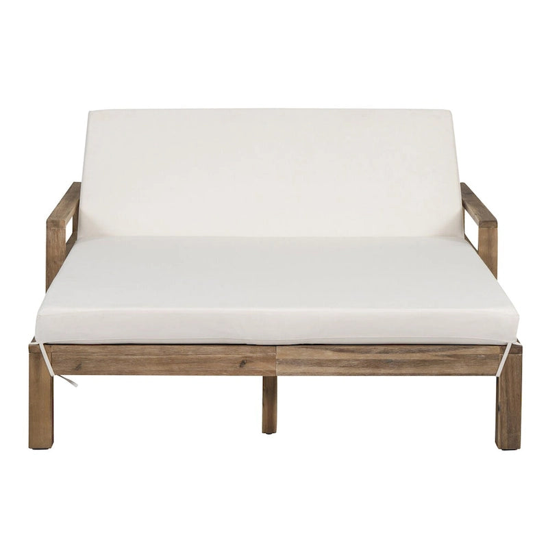 1-Piece Farmhouse-styled Wooden Outdoor Sunbed