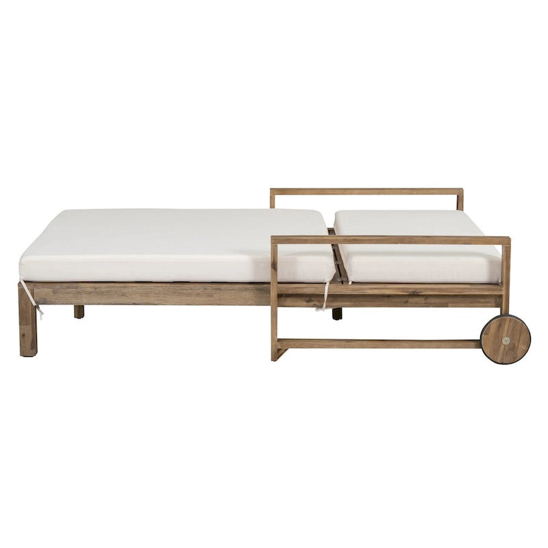 1-Piece Farmhouse-styled Wooden Outdoor Sunbed