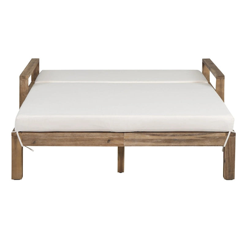 1-Piece Farmhouse-styled Wooden Outdoor Sunbed