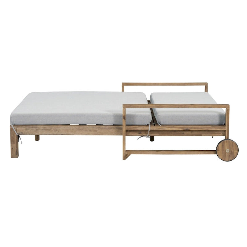 1-Piece Farmhouse-styled Wooden Outdoor Sunbed