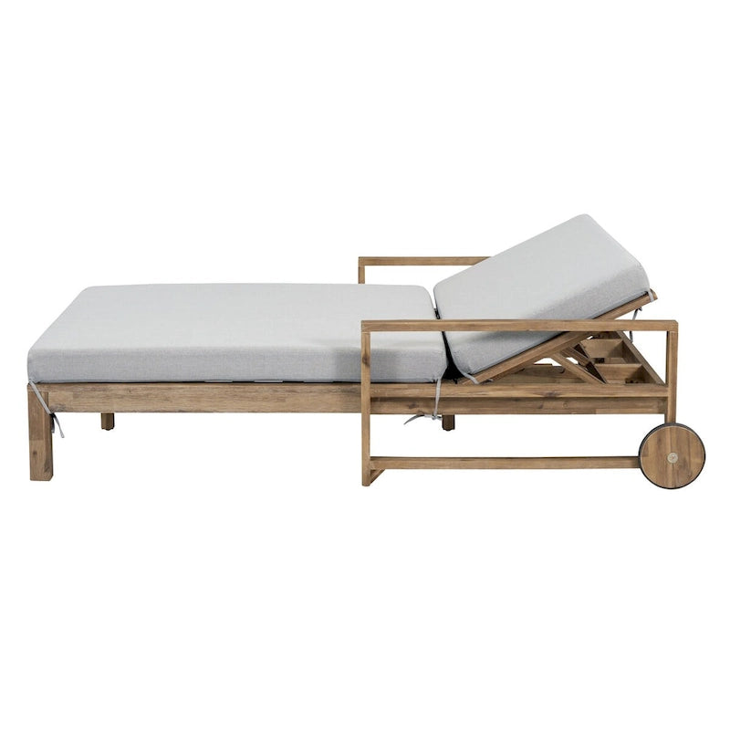 1-Piece Farmhouse-styled Wooden Outdoor Sunbed