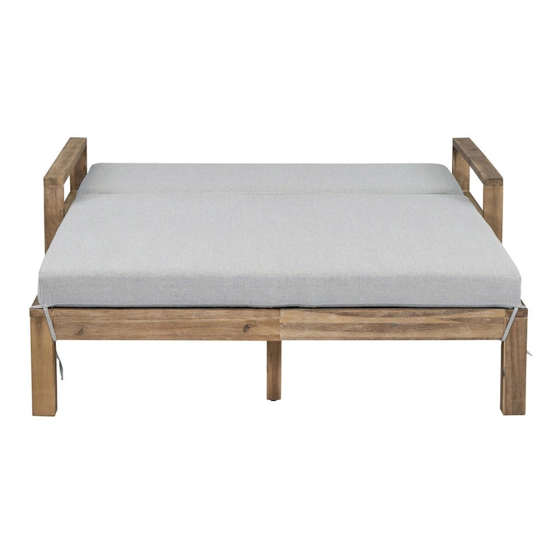 1-Piece Farmhouse-styled Wooden Outdoor Sunbed