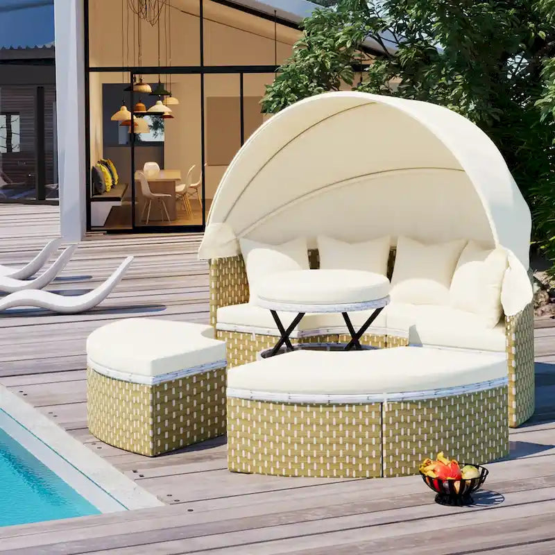 Cusp Barn Patio Furniture Luxury 2 Colors Round Outdoor Sectional Sofa Set Rattan Daybed to Any Outdoor Space
