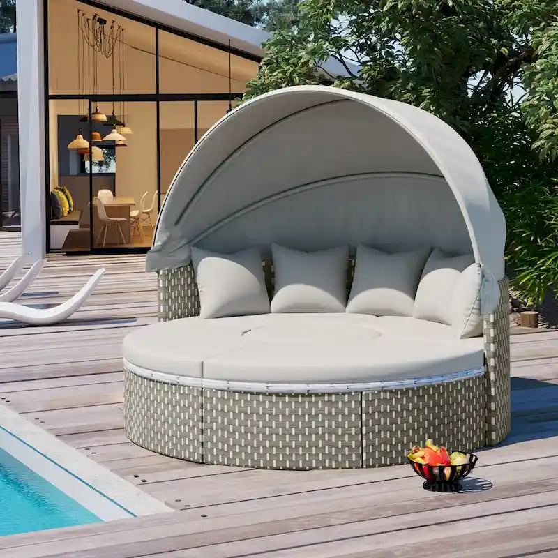 Cusp Barn Patio Furniture Luxury 2 Colors Round Outdoor Sectional Sofa Set Rattan Daybed to Any Outdoor Space