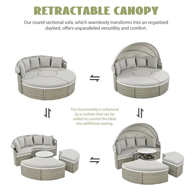 Cusp Barn Patio Furniture Luxury 2 Colors Round Outdoor Sectional Sofa Set Rattan Daybed to Any Outdoor Space