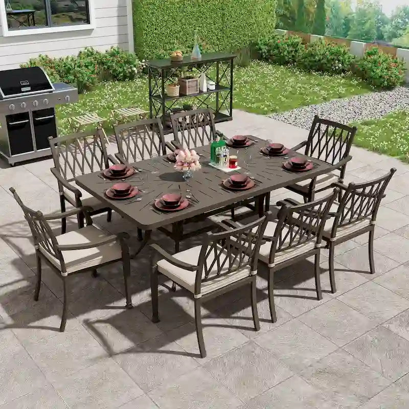 8 - Person Rectangular Outdoor Dining Set with Cushions