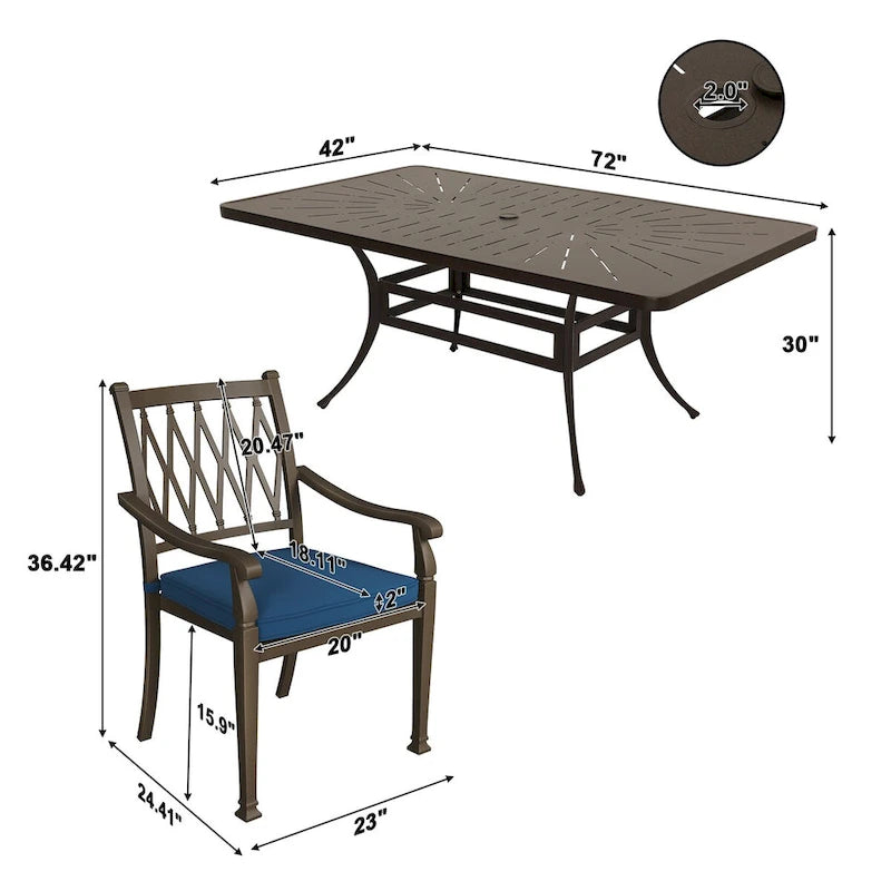 8 - Person Rectangular Outdoor Dining Set with Cushions