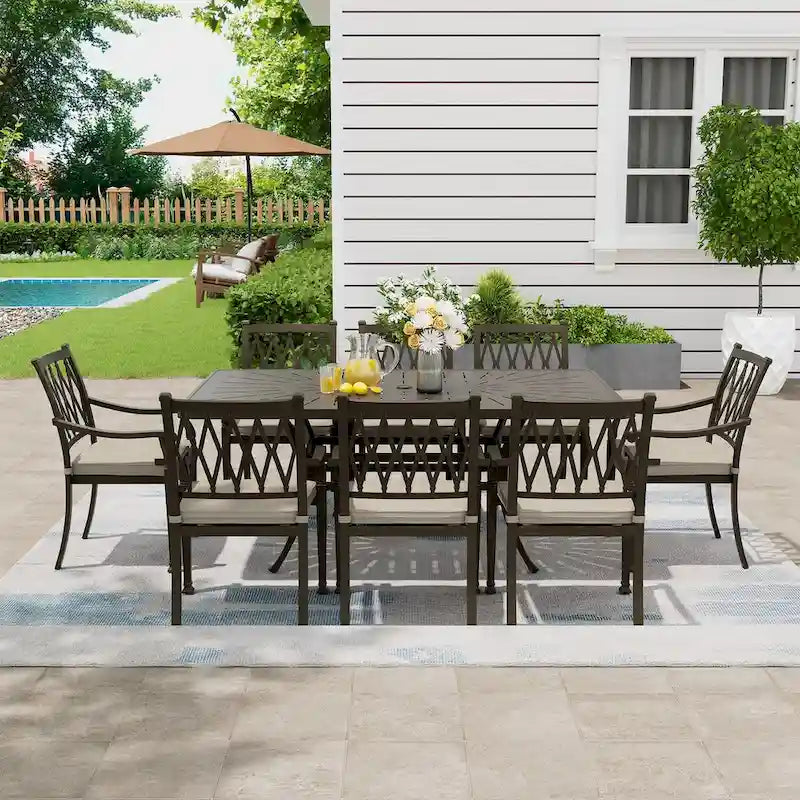8 - Person Rectangular Outdoor Dining Set with Cushions