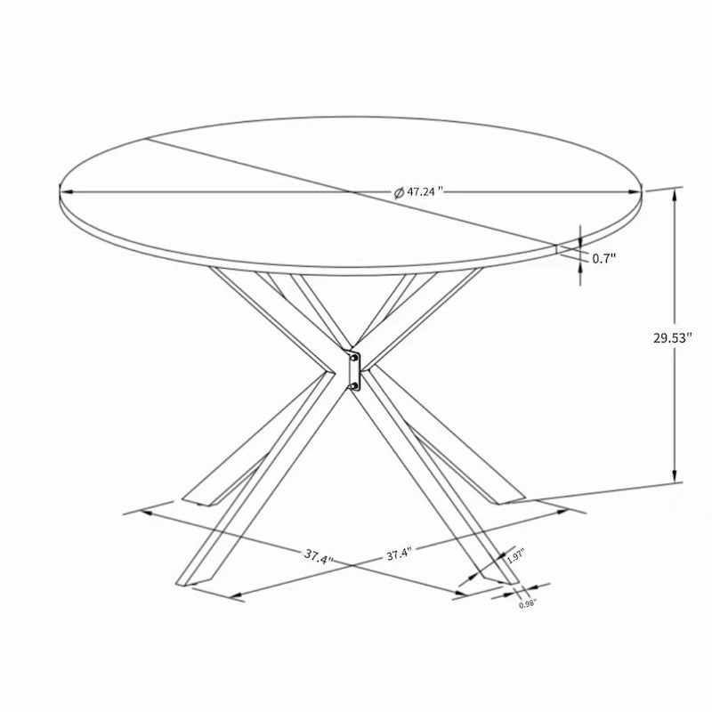 47.24  Modern Cross Leg Round Dining Table