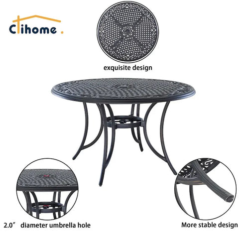 3 Piece Outdoor Cast Aluminum Dining Set with 2 Dining Chairs