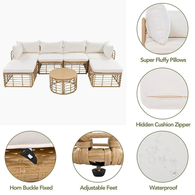 7 PCS Outdoor Patio Furniture Set for 6