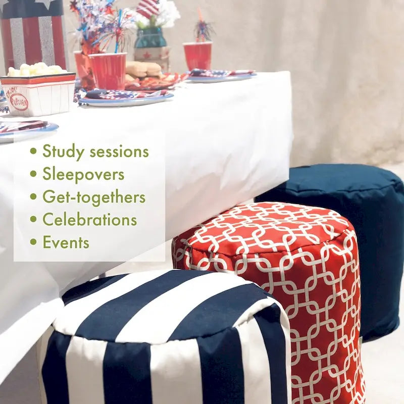 Majestic Home Goods Plantation Indoor / Outdoor Ottoman Pouf 16  L x 16  W x 17  H